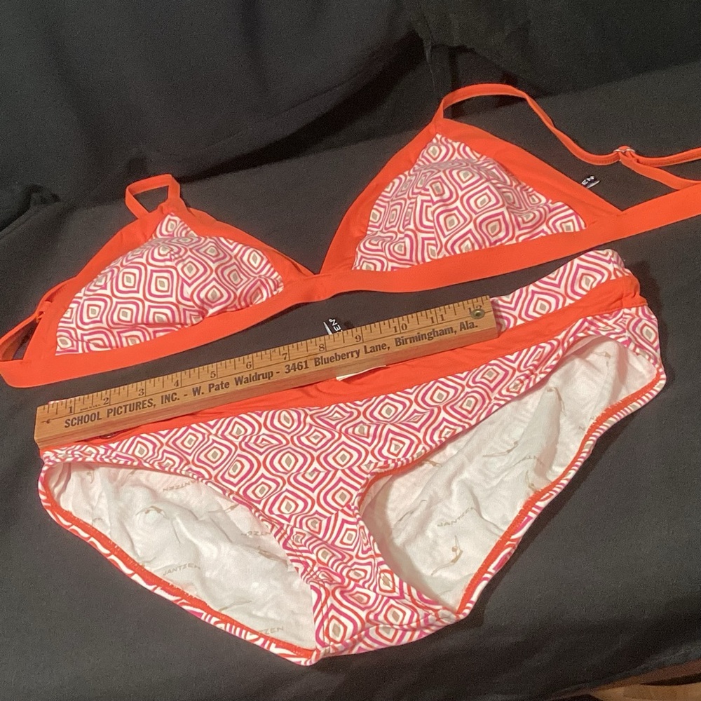 JANTZEN orange pink bikini 14 top and 12 bottom EUC